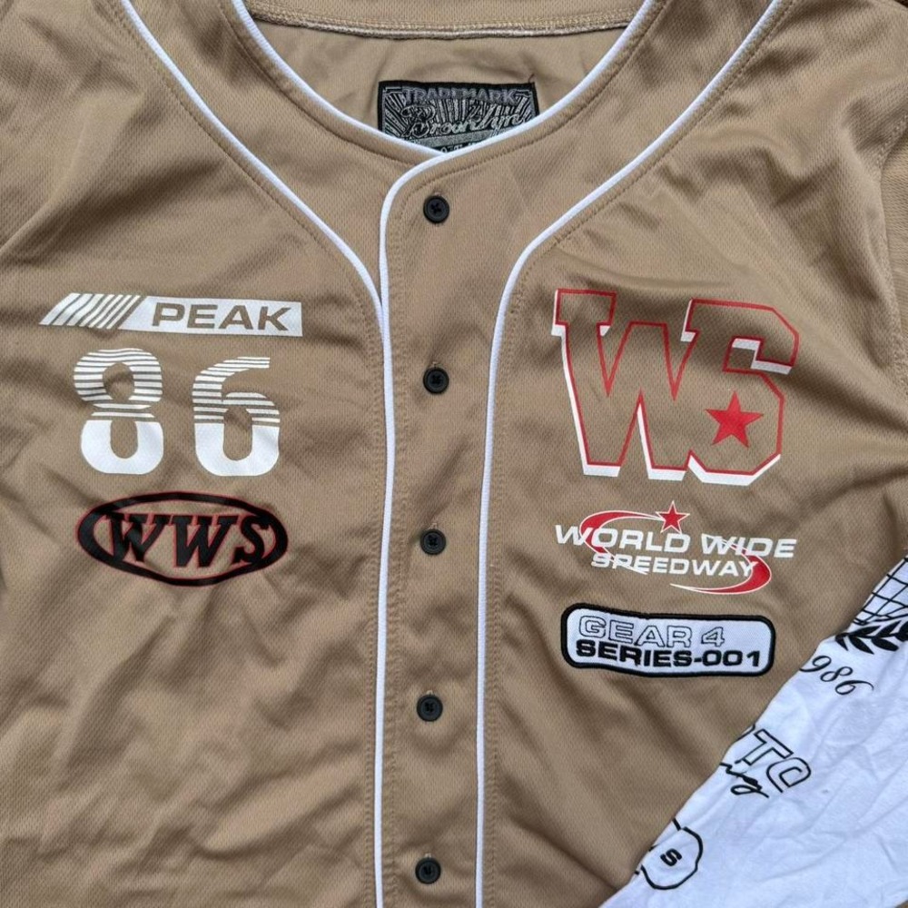 Brooklyn Cloth Worldwide Speedway Baseball Jersey Shirt Men's Large Long Sleeve - Picture 3 of 8